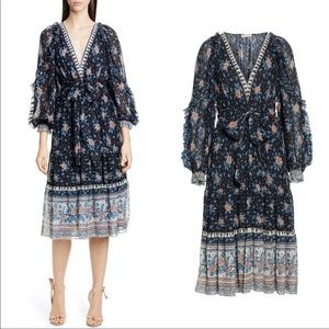 ULLA JOHNSON Romilly Dress Silk Jacquard Ruffle